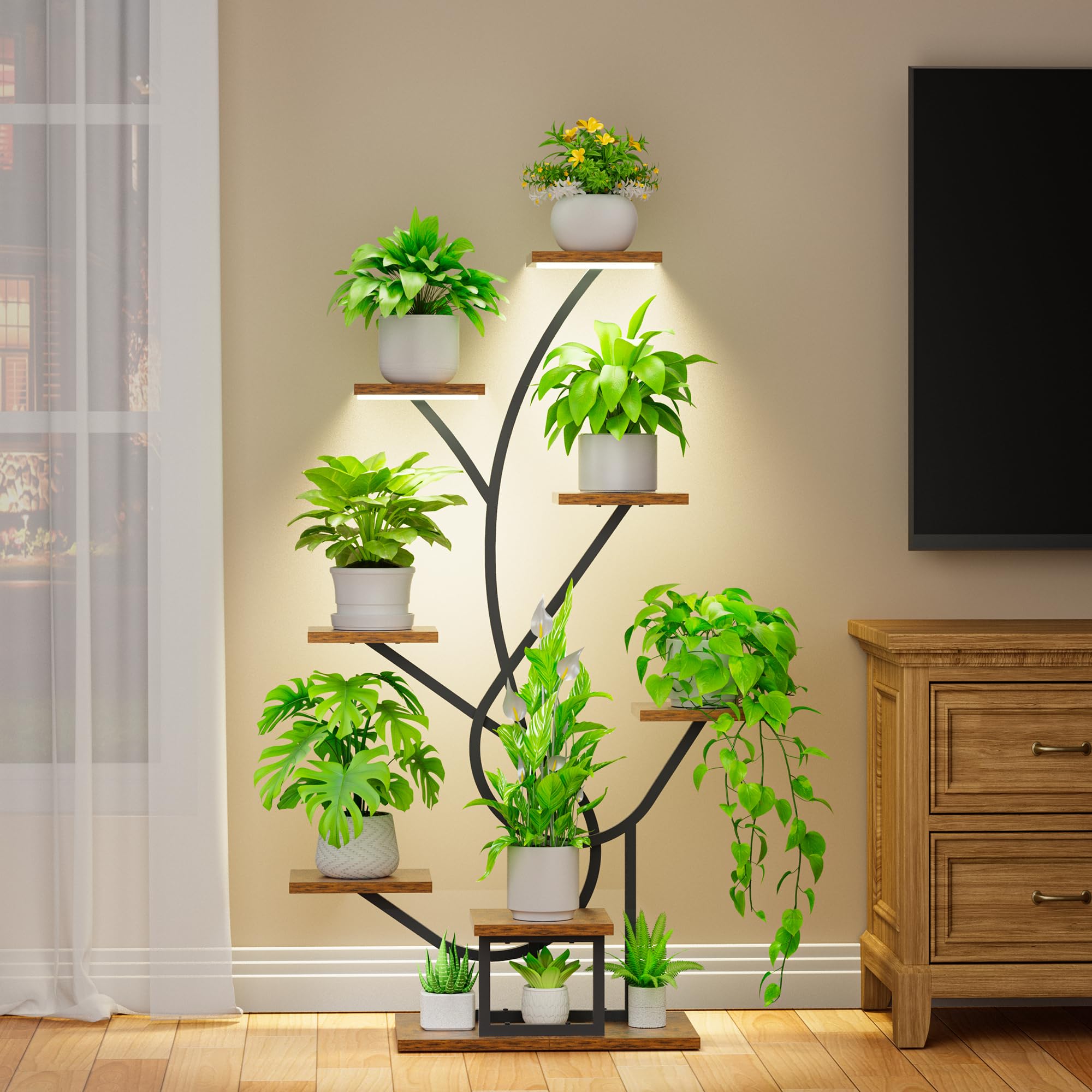 Supporto per Piante Con Luce Di Crescita, 8 Livelli, 126 Cm