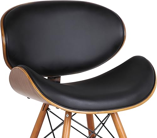 Miniatura 7 de Armen Living Cassie - Silla de comedor en piel sintética negra y acabado de madera de nogal, 20 pulgadas de profundidad x 21 pulgadas de ancho x 31