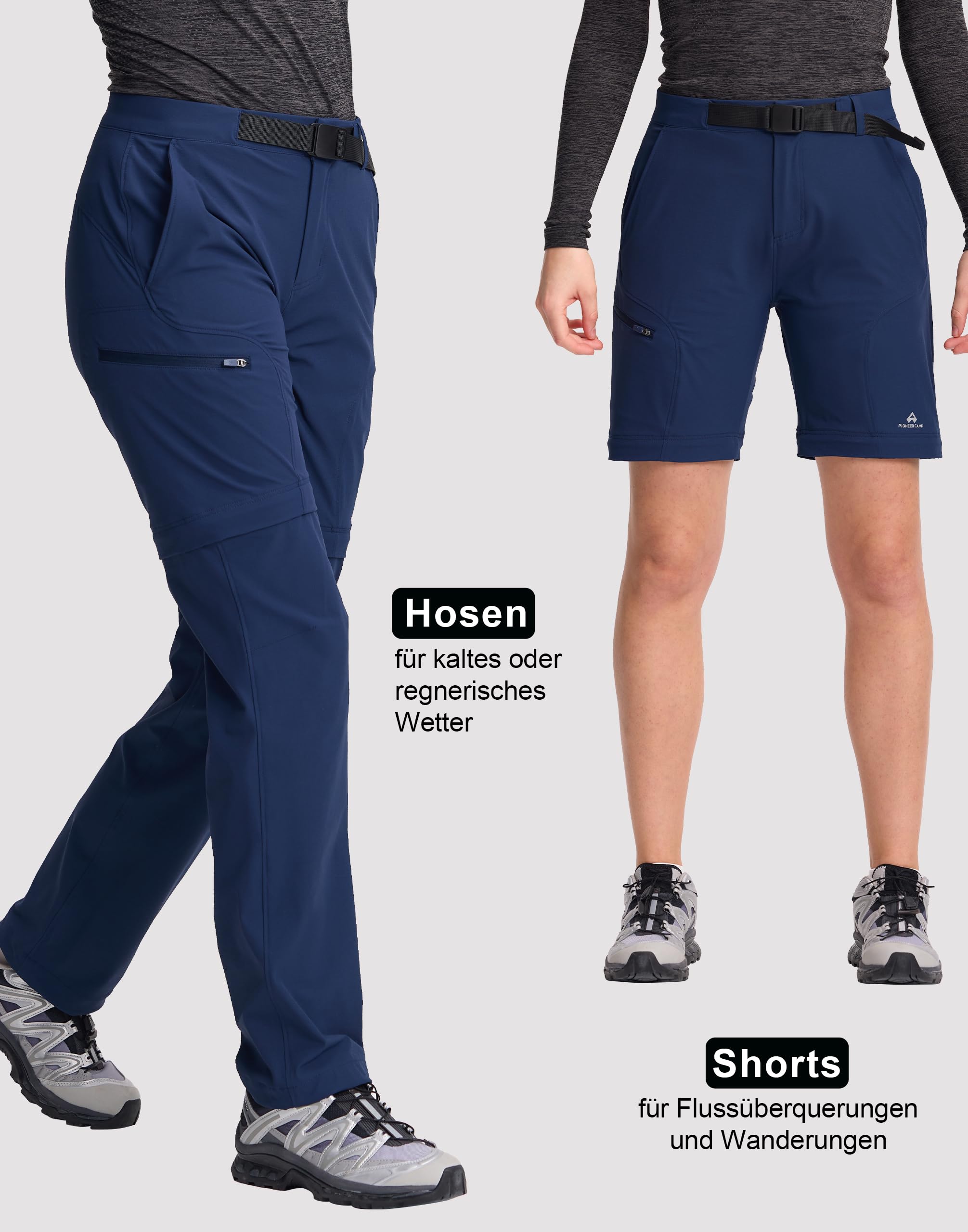 Pioneer Camp Wanderhose Damen Zip Off Outdoor Hosen Für Damen Hose Trekkinghose Funktionshose Kletterhose Schnelltrocknend Wasserabweisend-Reisen, Camping, Wandern, Angeln