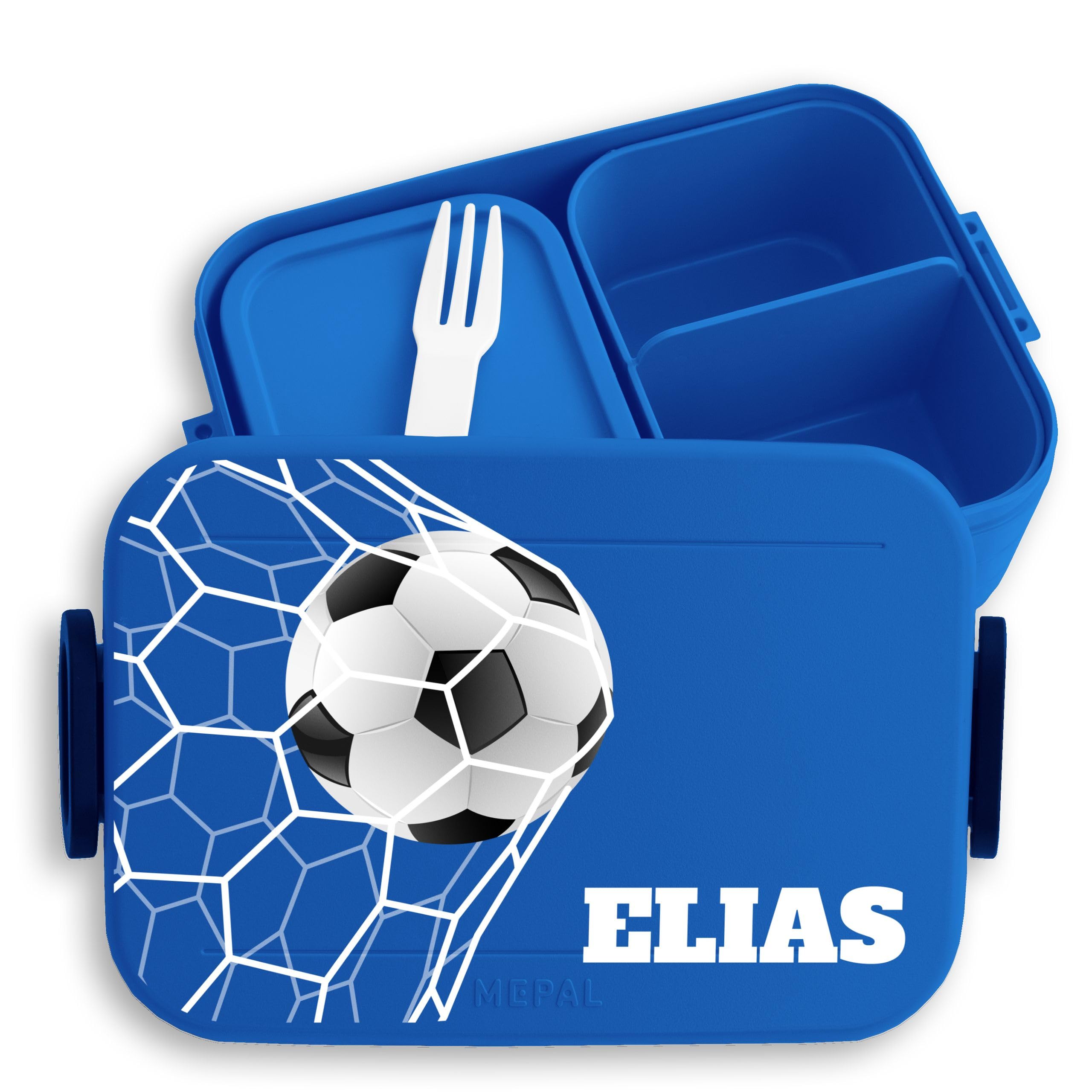 Kinder Bento Box Midi Lunchbox Mepal Bentobox - Fussball Brotdose personalisiert | Kleine Geschenke für Fußballfans | Fußballgeschenk mit Namen | Fußball Fanartikel | Coole Fussball Geschenke