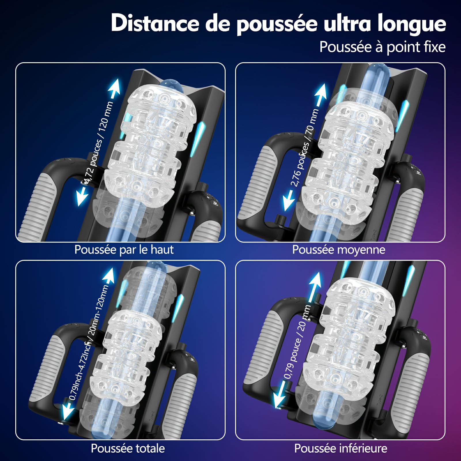 Masturbateurs Masculins Sex Toýs Homme - Masturbâteur Homme Mains Libres & Support de Téléphone et Poignée Pliable, Distance de Poussée de 12 cm, Masturbateur Homme Sextoy Homme Sex Toys Sexetoyhomme