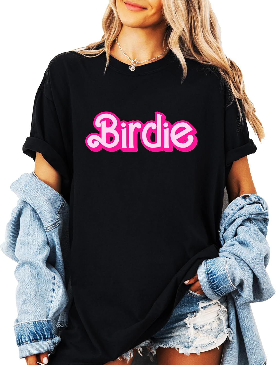 Pink Birdie Golf Shirt for Women Teens & Girls Trendy Retro Graphic Tee for Golfer