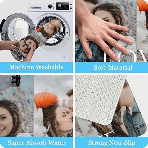 Miniatura 6 de Tapete personalizado para puerta con imagen, logotipo, nombre, texto, antideslizante, lavable, personalizado, rectangular, tapete para suelo de