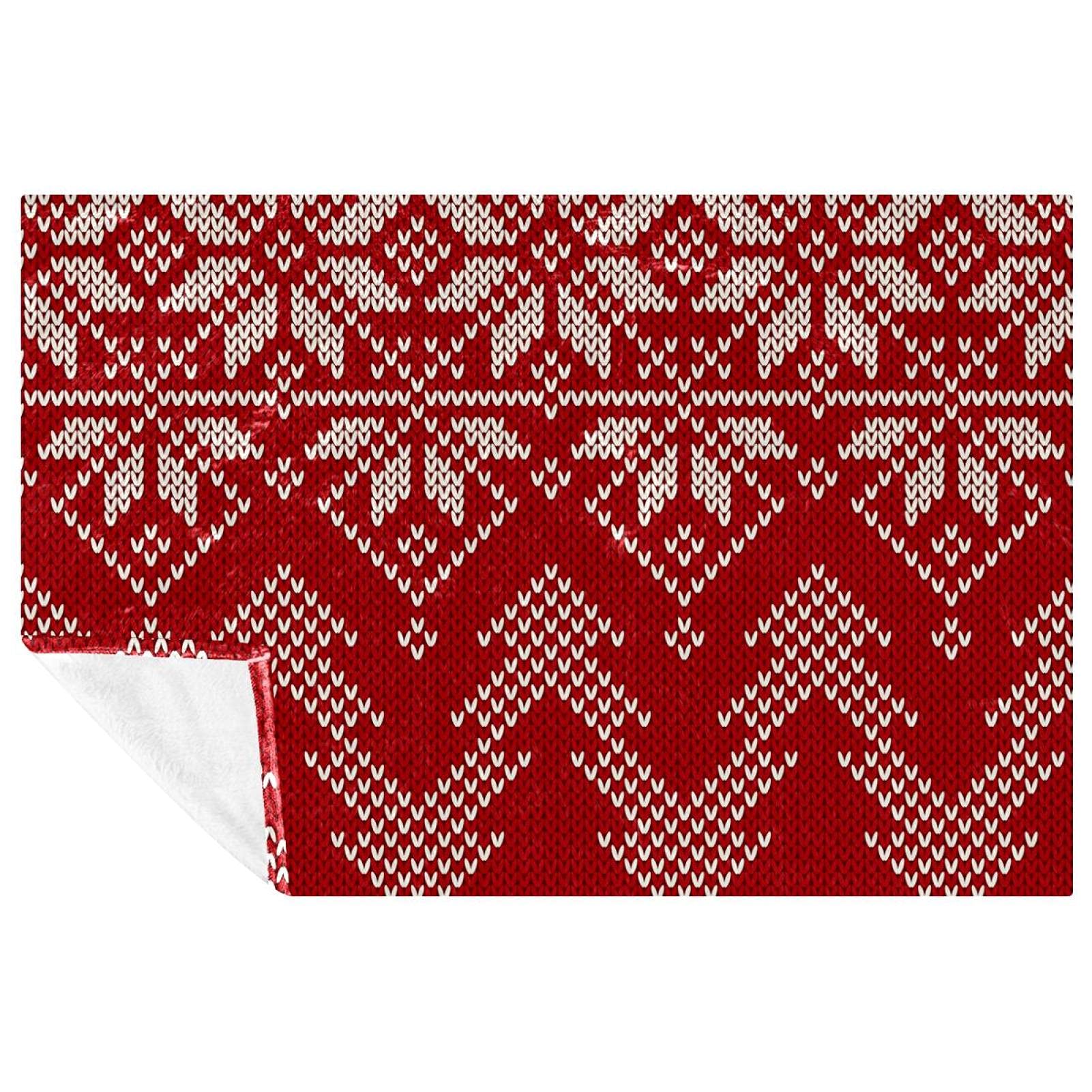 Couverture tricotée rouge : le cadeau de Noël pour lit et plage