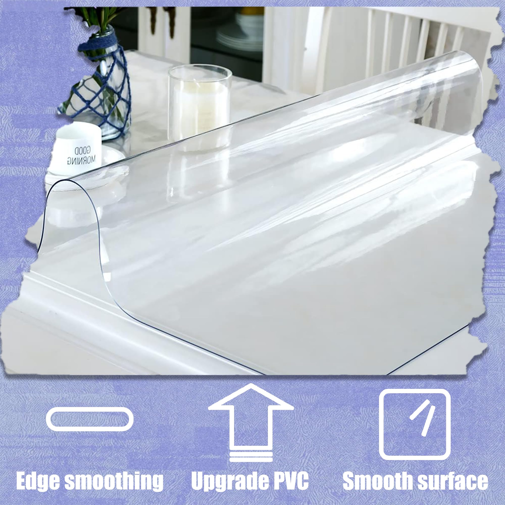 Tovaglia PVC Trasparente 115 x 195 cm con Protezione Antimacchia Tovaglia Plastificata Impermeabile Varie Misure Dimensioni per Tavoli di Cucina e Salotto, Colore trasparente