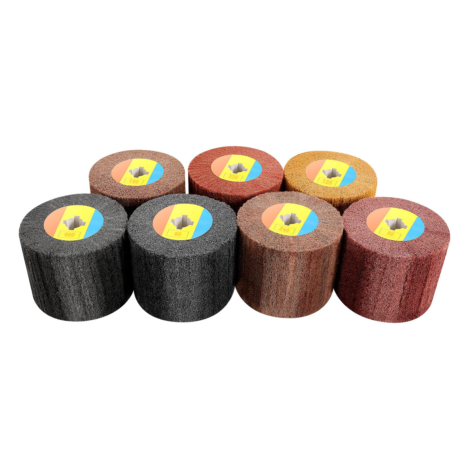 7Pcs 4-Inch Polishing Wheels Kit, Buffing Wheels Set, 60# 80# 120# 180# 240# 320# 600#, for Stainless Steel Aluminum Copper