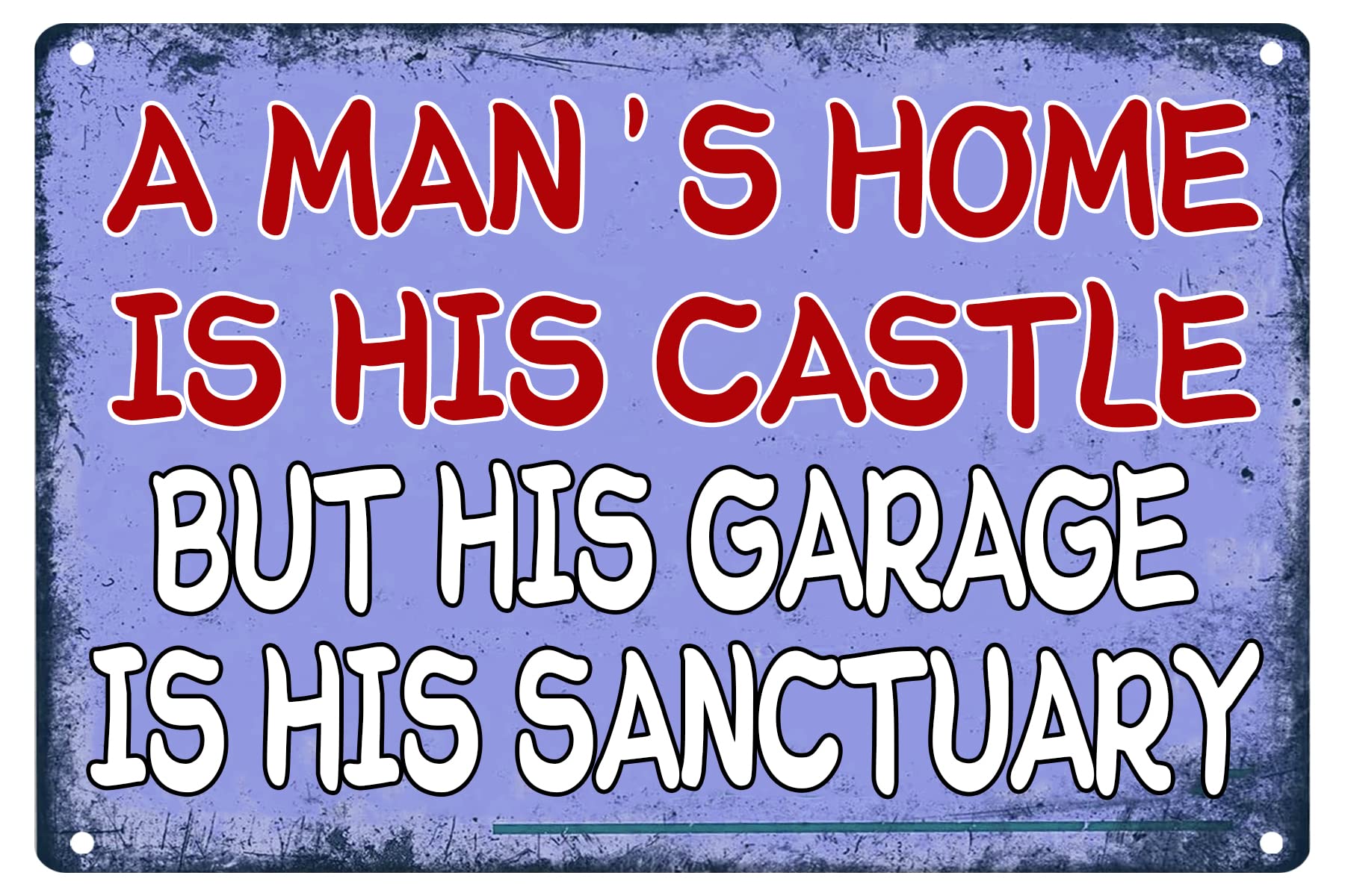 peiyeety A Man'S Home Is His Castle But His Garage Is His Sanctuary Vintage Funny Metal Tin Sign Garage Man Cave Cafe Pub Wall Decor Funny Novelty Home Decor Wall Art Tin Signs Wall Art Plaque 8"x12"