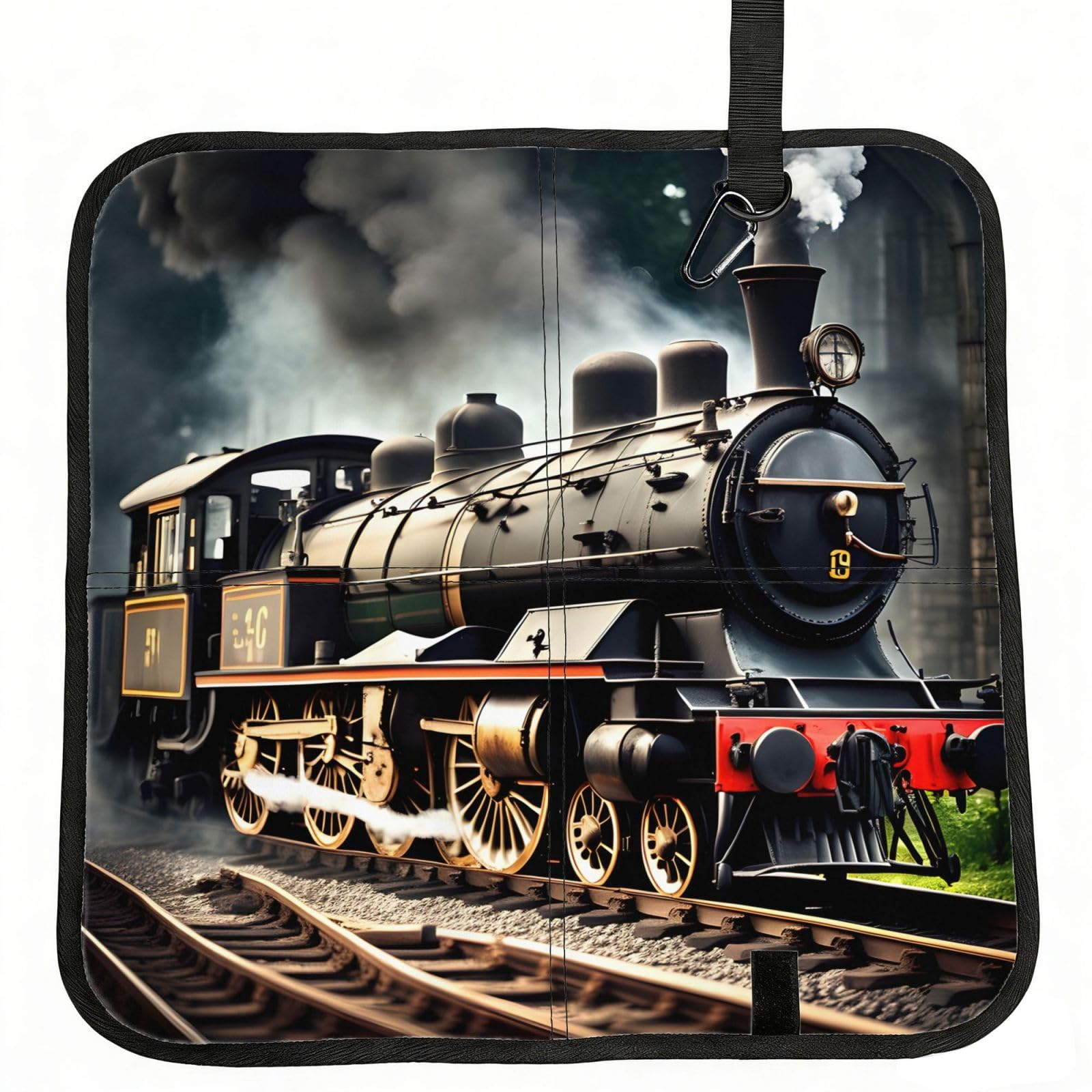 NImongt Steam Locomotive Train Print Portable Chair Pad Foldable Seat Cushion Outdoor Seating Office Picnic Camping