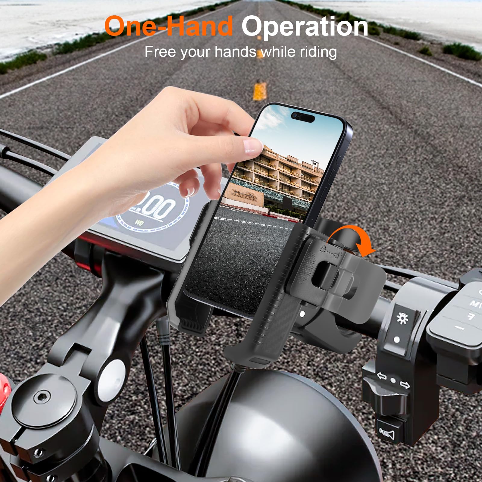Uchwyt na telefon komórkowy na motocykl, uchwyt na telefon komórkowy na kierownicę roweru, uniwersalny uchwyt na telefon komórkowy obracany o 360°, uchwyt rowerowy na smartfon