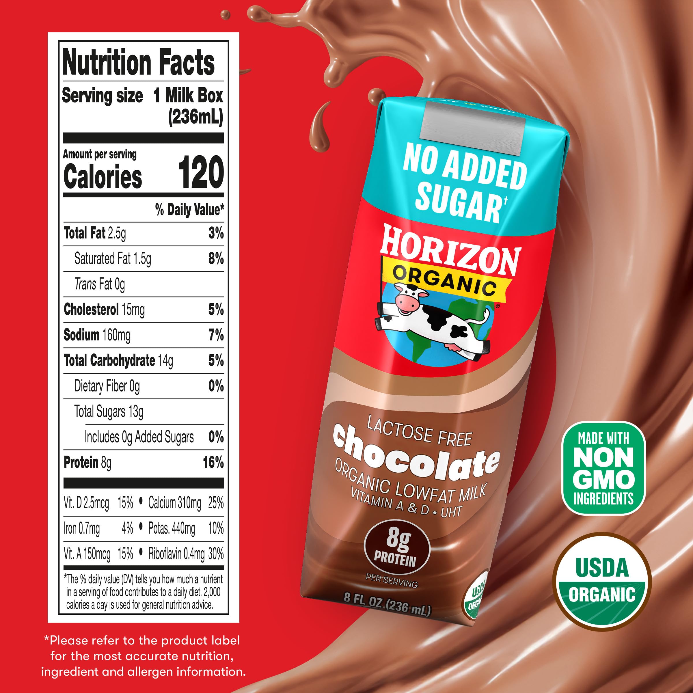 NEW Horizon Organic Shelf Stable No Added Sugar Lactose Free 1