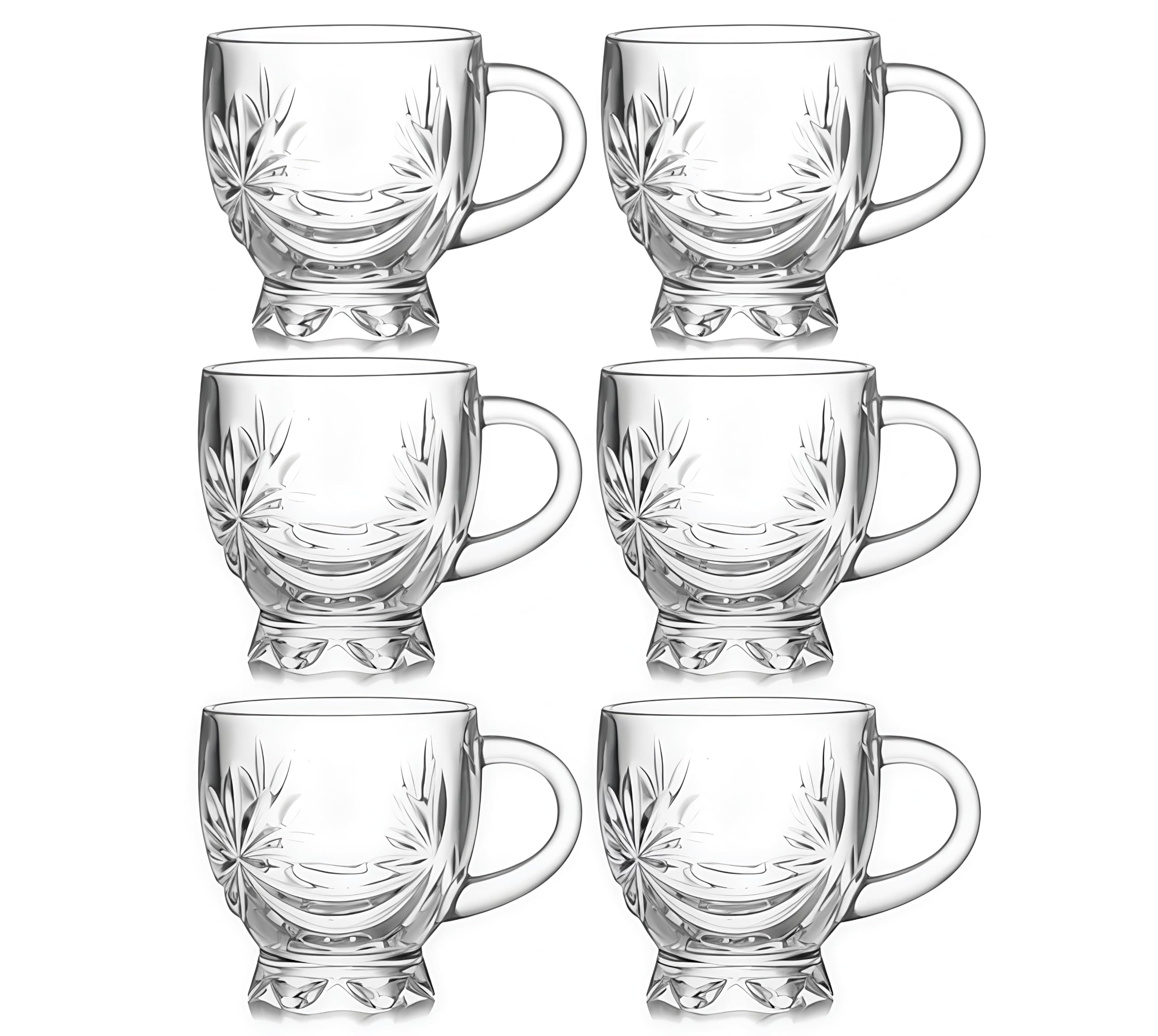 Glass Tea Cups Set of 6 - Elegant Drinkware -14