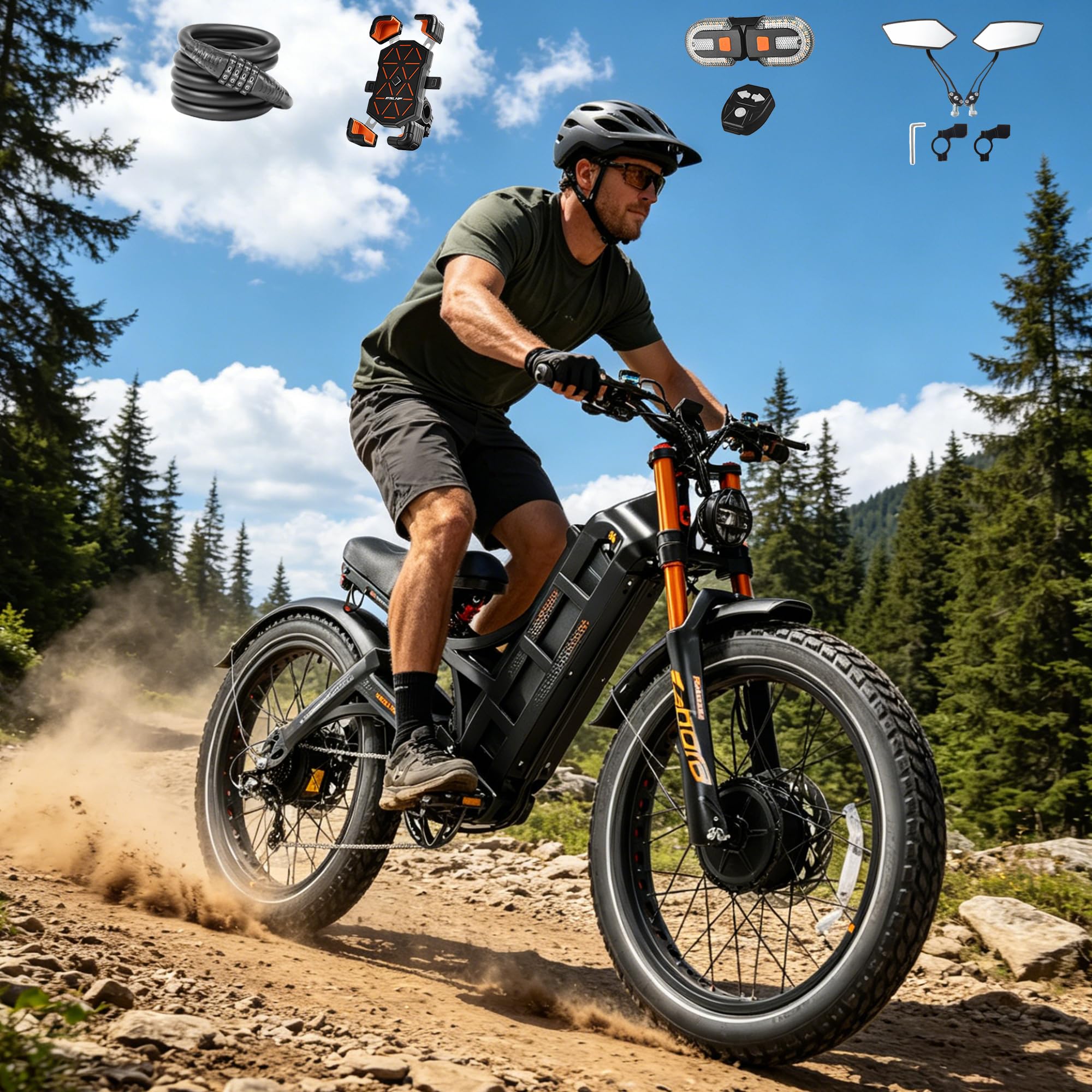 2026 eAhora Romeo Pro 3/2 52-46 Mph Electric Bike for Adults, 6000W/4000W/2500W Dual Motor Ebike 60V 80Ah/52V 70Ah Battery 235+Miles Long Range, 26*4.0"/20*4.5" Fat Tire, Full Suspension, All Terrain