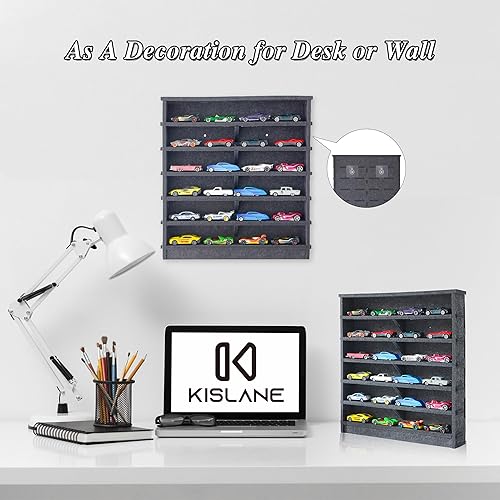 Miniatura 4 de KISLANE Exhibidor de ruedas calientes montables para niños, vitrina portátil apta para fundas de ruedas calientes y automóviles de caja de cerillas,