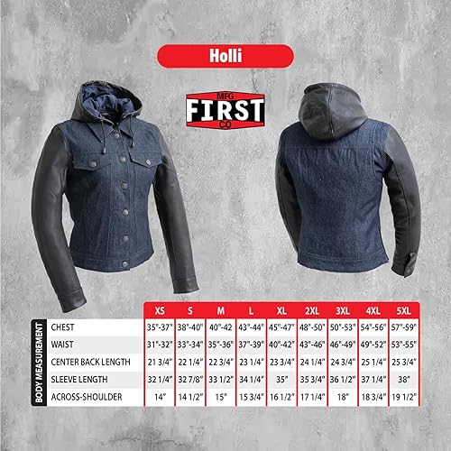 Miniatura 7 de First Mfg Co - Holli - Women's Motorcycle Jacket - Denim Leather - Blue