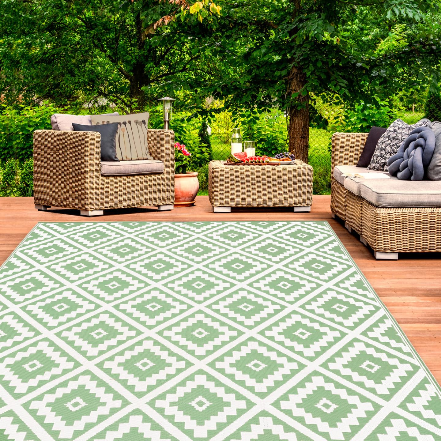 IDMarket - Tappeto esterno Bahamas verde salvia 180 x 280 cm