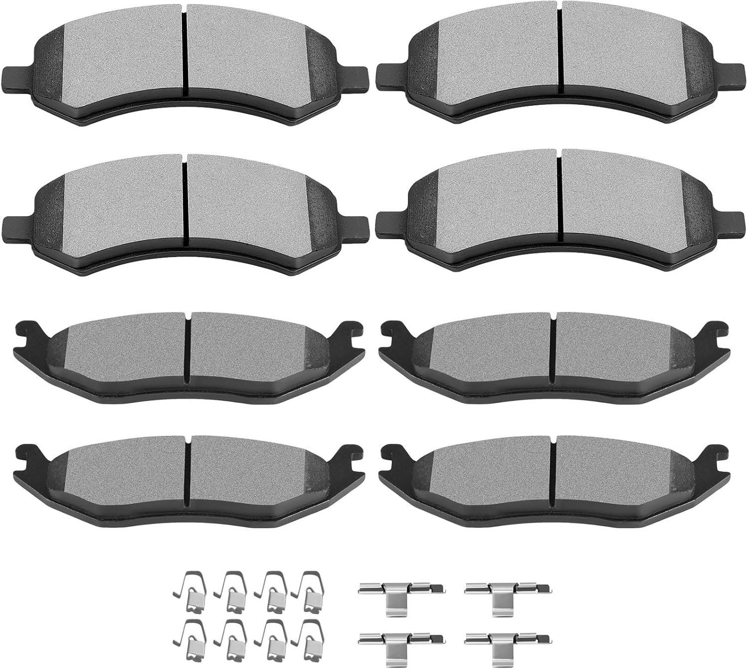 SCITOO D1084 D967 Front Ceramic Rear Semi-Metal Brake Pad Sets Fit For Chrysler Aspen 07-09,For Dodge Dakota 2010,For Dodge For Durango 2007-2009,For Dodge Ram 1500 2006-2010,For Ram 1500 2011-2018