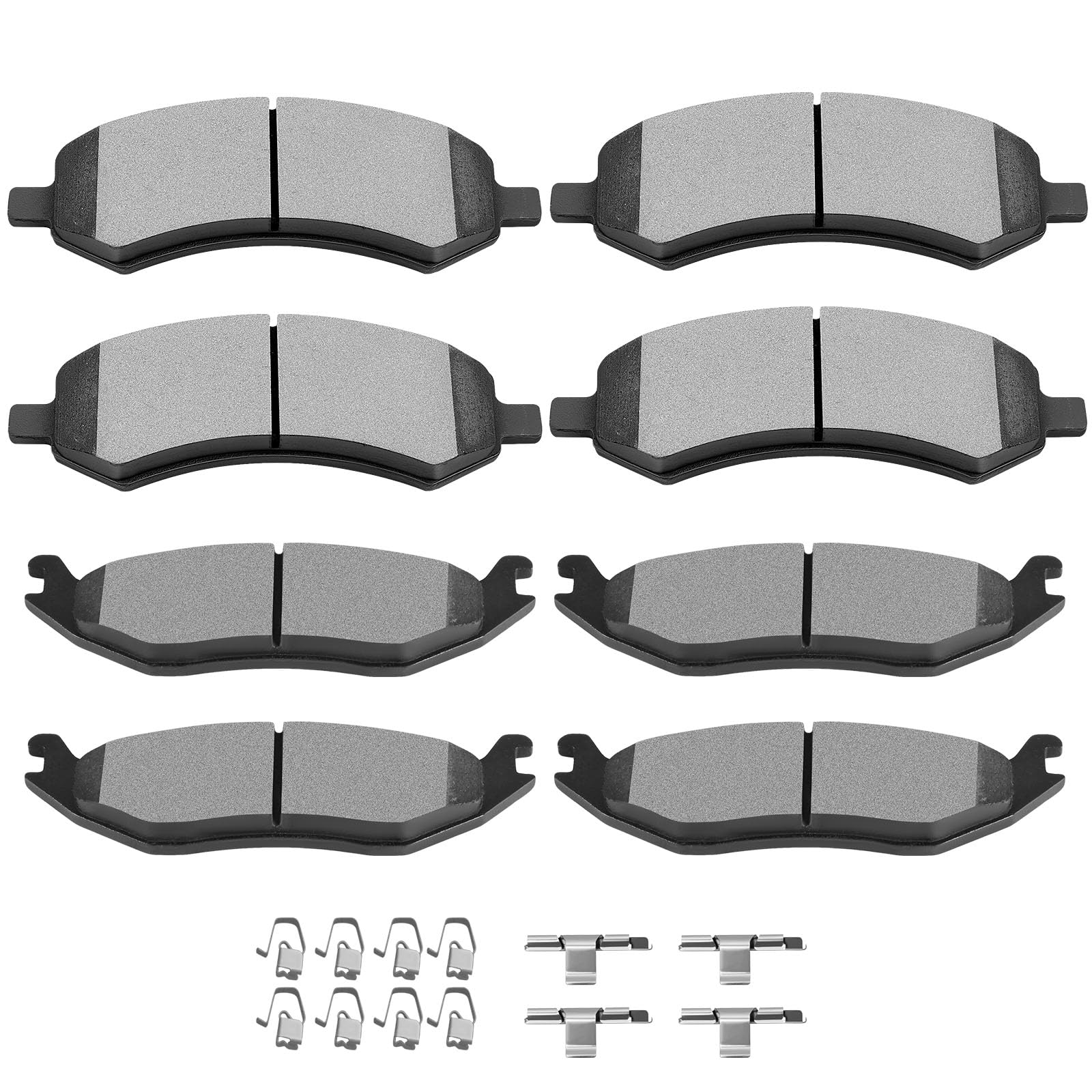 SCITOO D1084 D967 Front Ceramic Rear Semi-Metal Brake Pad Sets Fit For Chrysler Aspen 07-09,For Dodge Dakota 2010,For Dodge For Durango 2007-2009,For Dodge Ram 1500 2006-2010,For Ram 1500 2011-2018