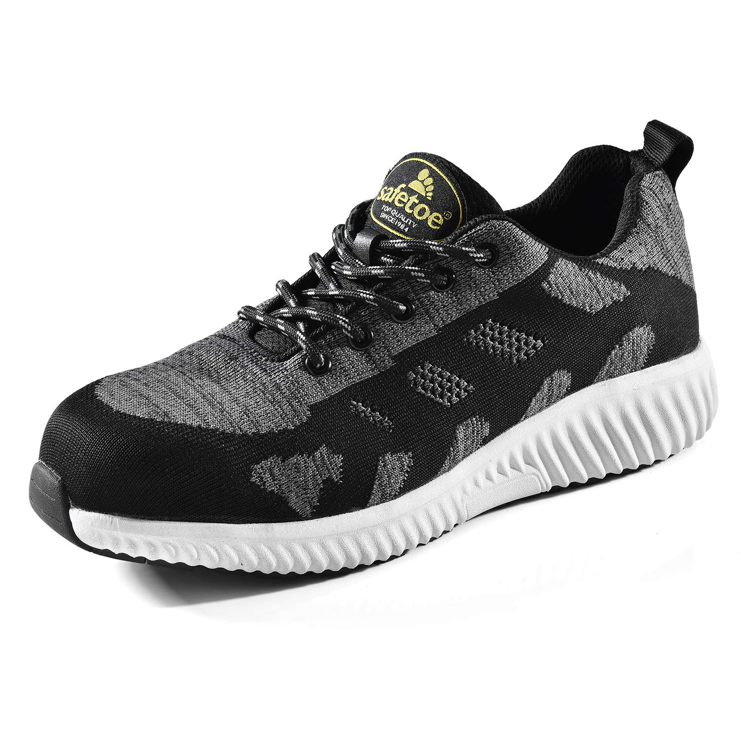 SAFEYEAR Zapatos de Seguridad y Calcetines de Trabajo de Cuero Transpirable - 7296 Zapatillas de Seguridad Ligeras para sitios con Puntera de Acero de Ajuste Ancho