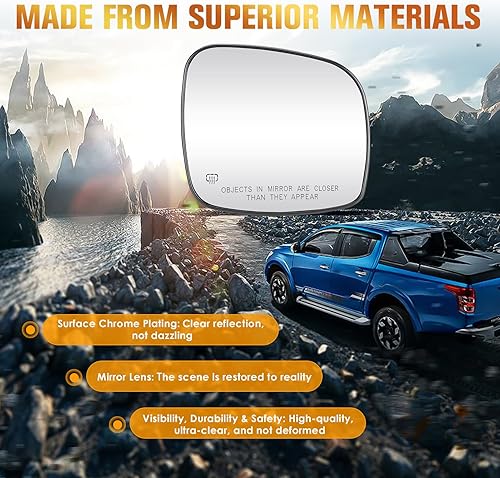 Miniatura 6 de Espejo calefactable del lado derecho del pasajero para Chrysler para Town & Country 2008-16, Dodge Grand Caravan 08-2020, RAM CV 2012-2015,