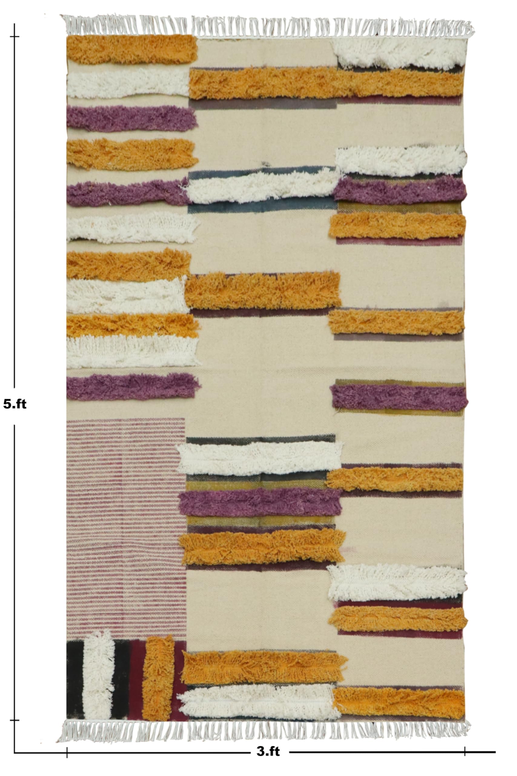 Kelim Teppich, 25,4 x 45,7 cm, für Wohnzimmer, Flachgewebe, Beige, mehrfarbig, Baumwollteppich, Stickerei, waschbar, Dhurrie, für drinnen und draußen, Boho, Rus für große Fläche, Esszimmer,
