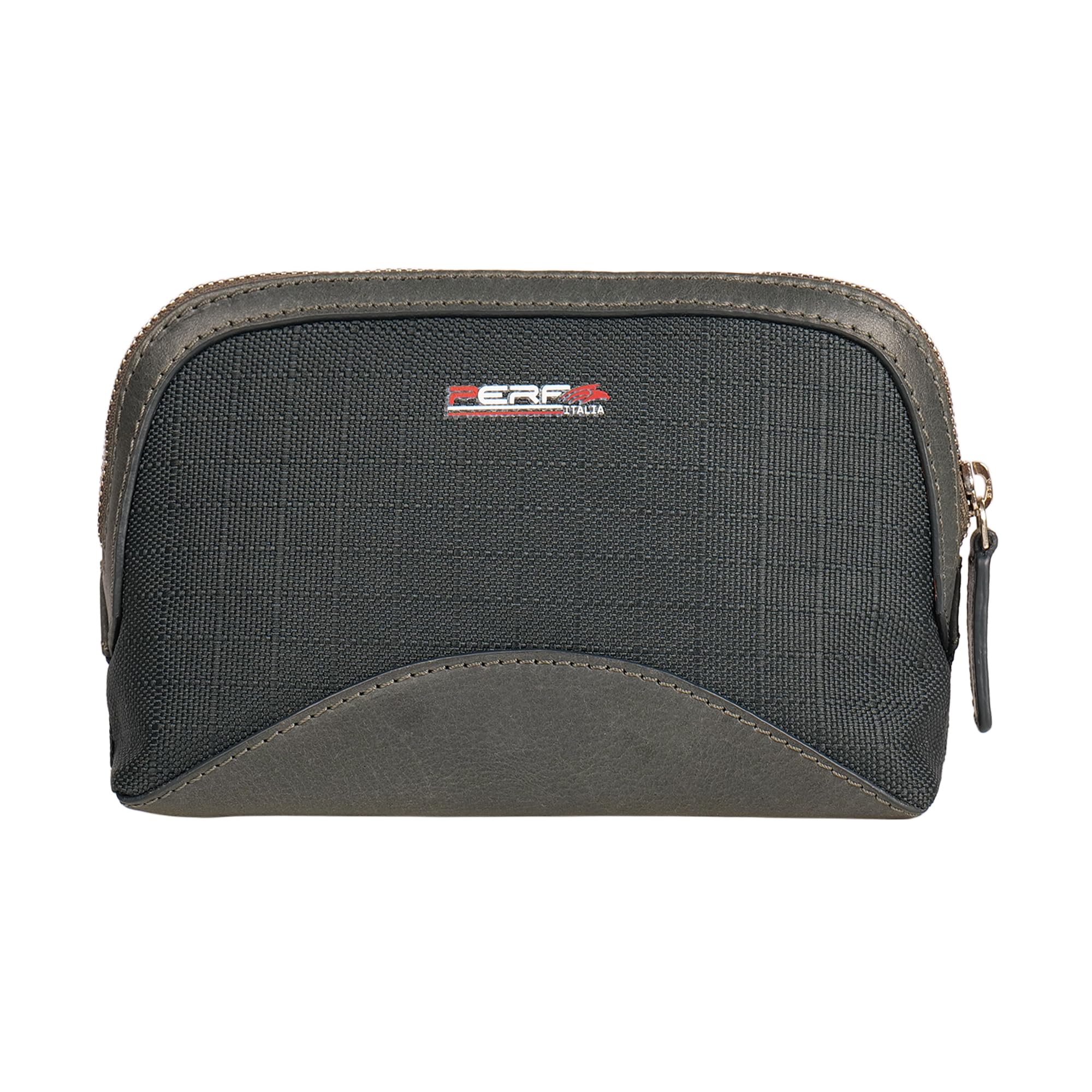 perf Compact Leather Multi-Pouch | Versatile Travel Organizer, Vanity Bag & Gadget Case for Daily Use (BLK/Gry)-picture-12