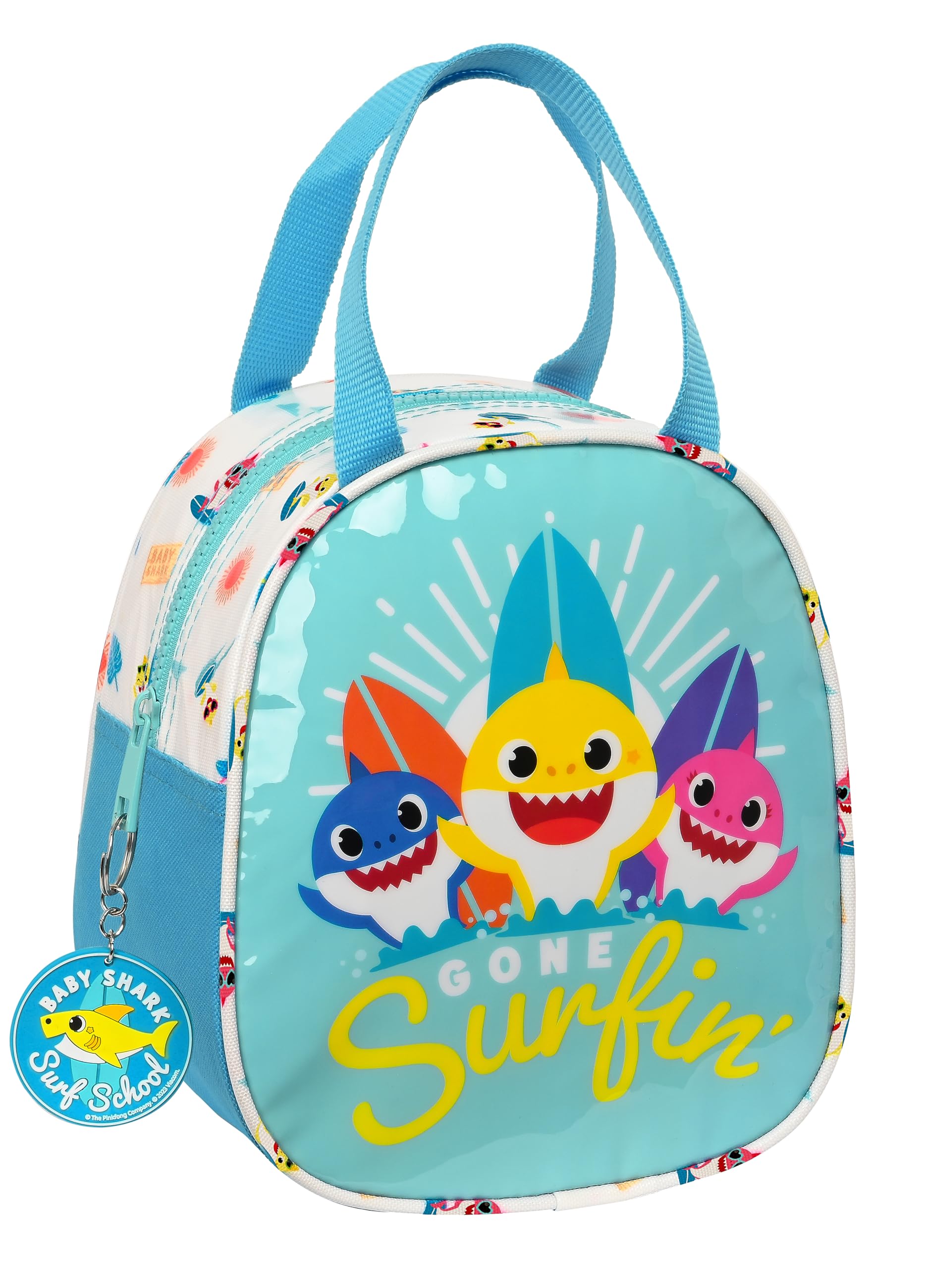 Safta Baby Shark Surfing – Lunch Bag, Pencil Case, Quality and Maximum Resistance, Food Holder, Recreation, 19 x 14 x 22 cm, Blue and White, Blue/White, Estándar, Casual
