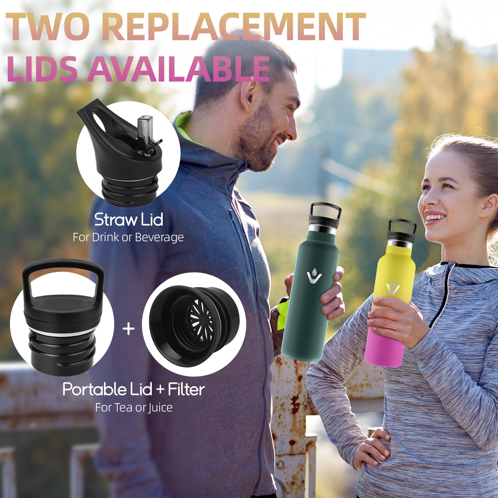 Grsta Borraccia Termica, Senza Perdite Borraccia 500ml, Senza BPA Bottiglia Termica, Riutilizzabile Borracce Acciaio Inox, Borracce Termiche con Cannuccia per Ufficio, Ciclismo, Corsa