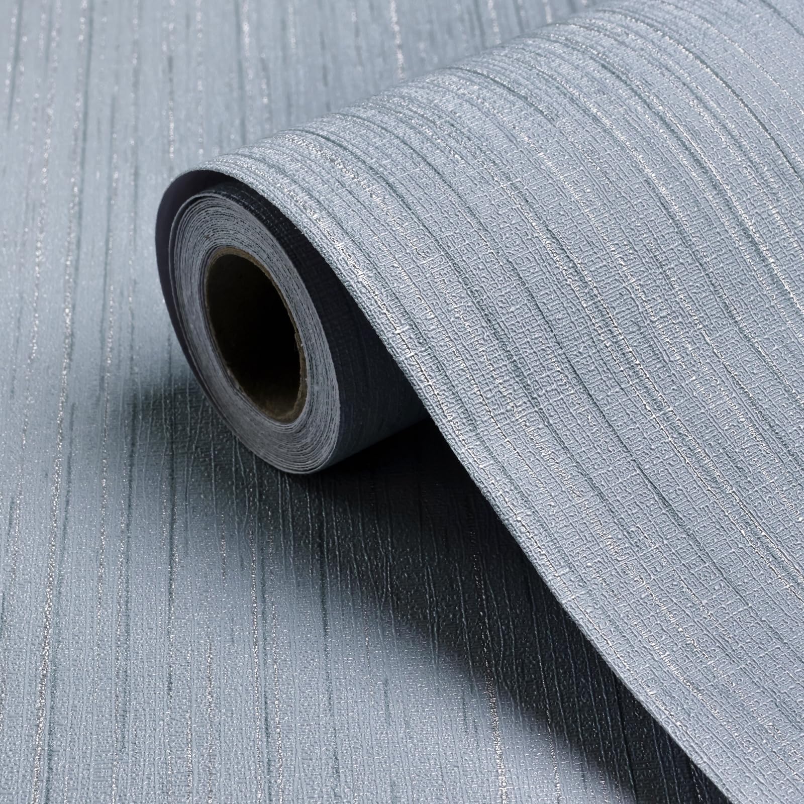 Biyoee Blue Grasscloth Peel and Stick Wallpaper A Set of 23.6" X 480" Self-Adhesive Texture Contact Paper Faux Grasscloth Removable Wallpaper for