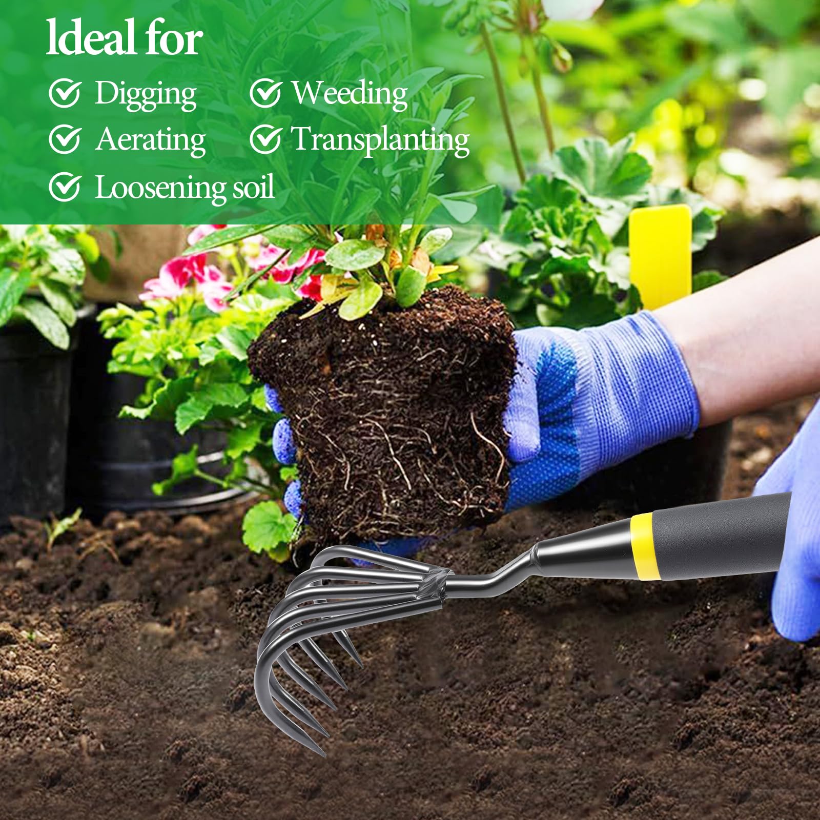 Juego de herramientas de jardinería de acero inoxidable de alto rendimiento, pensado para uso en exteriores, perfecto para hombres y mujeres, incluye pala de jardín, pala para plantas y