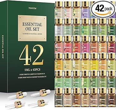 Essential Oil Set, Premium Essential Oils Gift Set for Diffuser, DIY Candle and Soap Making, 42x5 ML (0.17oz)