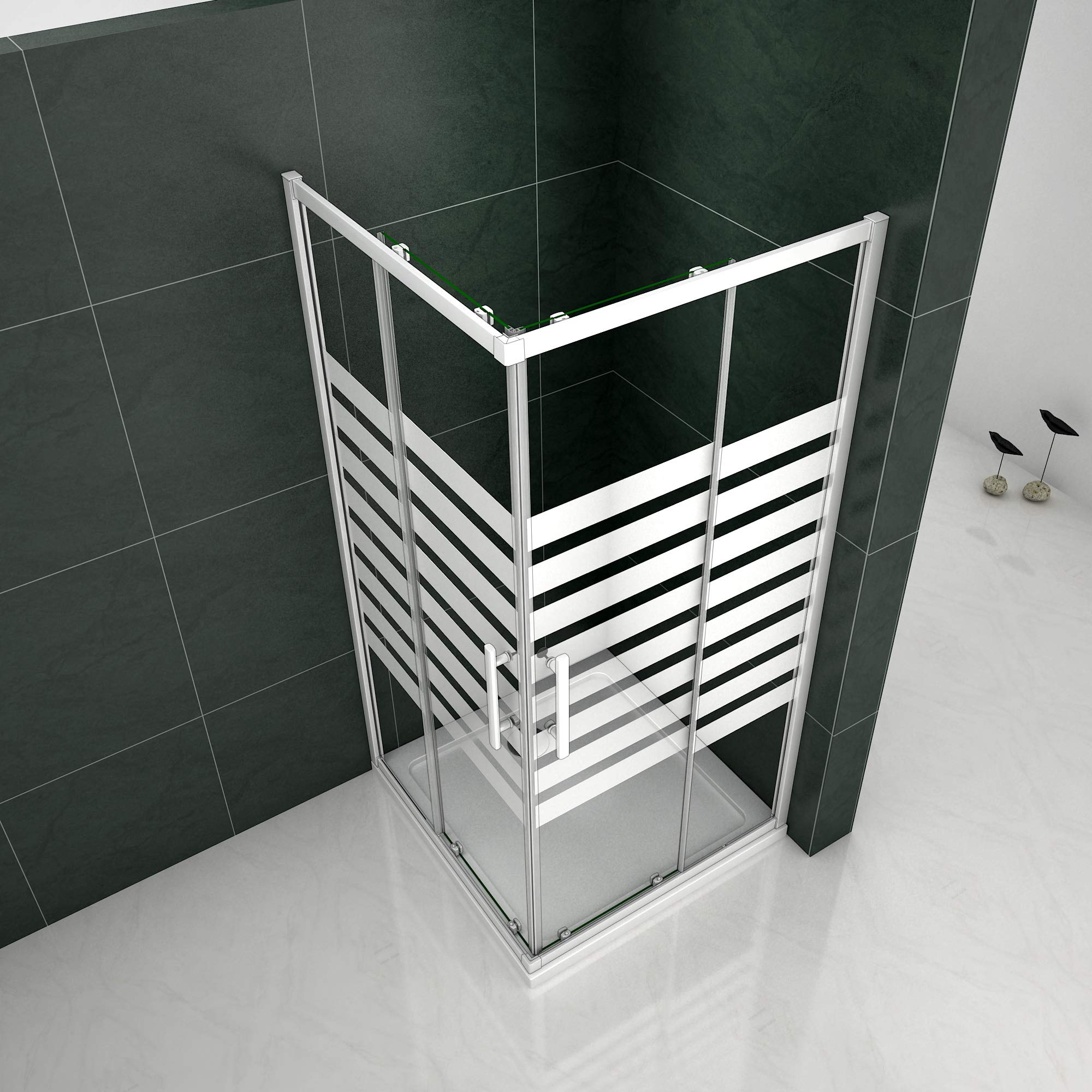 Mamparas Cabina de ducha con Puerta corredera de 8 ruedas vidrio templado 5MM 80x80x195cm