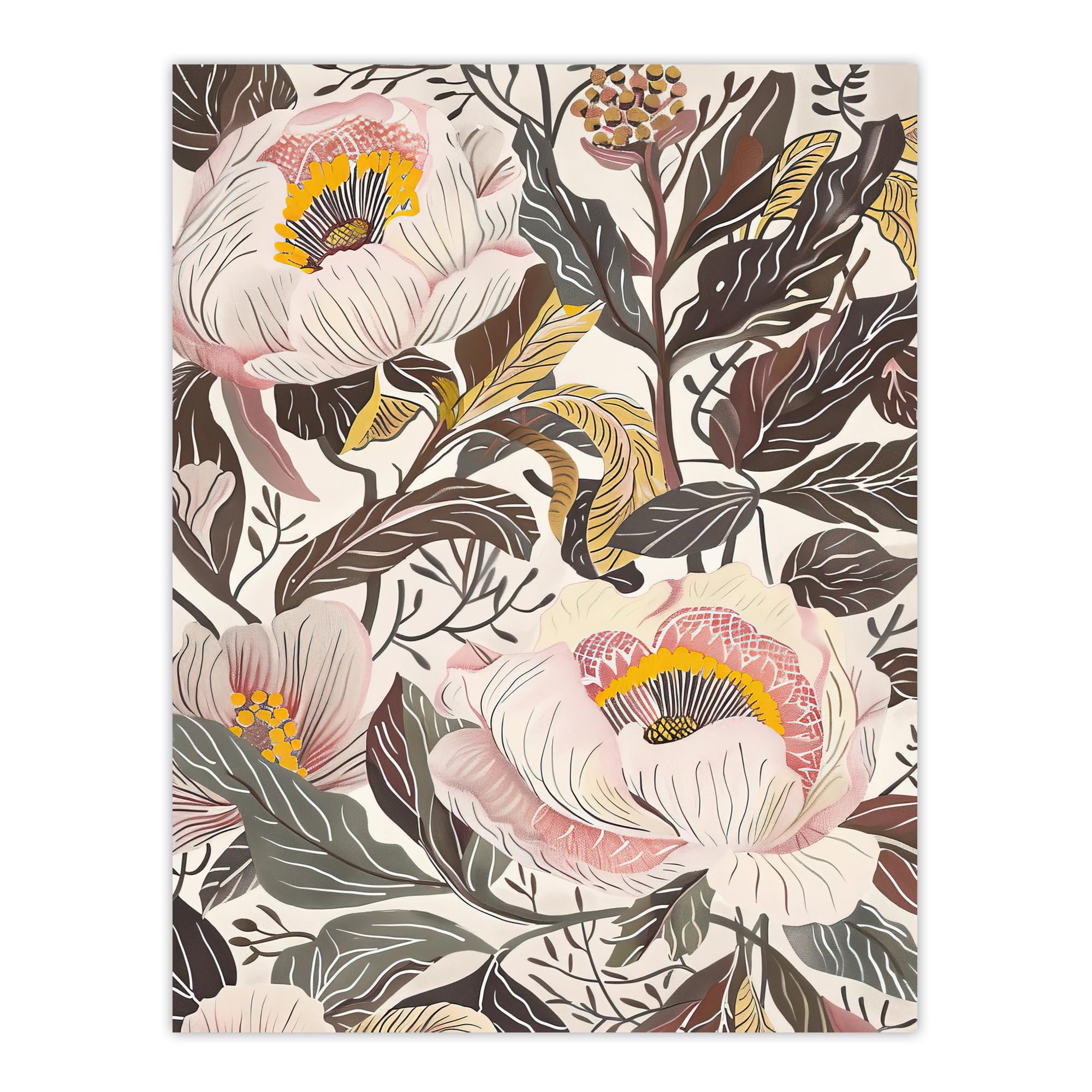 Artery8 Blooming Pink Peonies Elegant Floral Design Living Room Large Wall Art Poster Print Thick Paper 18X24 Inch