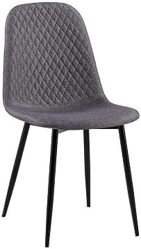 CLP Silla De Comedor Giverny En Tela O Terciopelo I Butaca De Salón Moderna con Bordado Decorativo & Base Metálica, Color:Gris Oscuro, Material:Tela