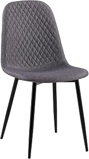 CLP Silla De Comedor Giverny En Tela O Terciopelo I Butaca De Salón Moderna con Bordado Decorativo & Base Metálica, Color:Gris Oscuro, Material:Tela
