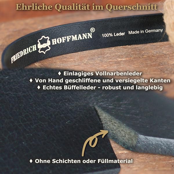 FRIEDRICH HOFFMANN Gürtel Herren Leder – Ledergürtel Herren Schwarz 40 mm – Vollleder Büffelleder – Made in Germany – Jeansgürtel Herren - 4