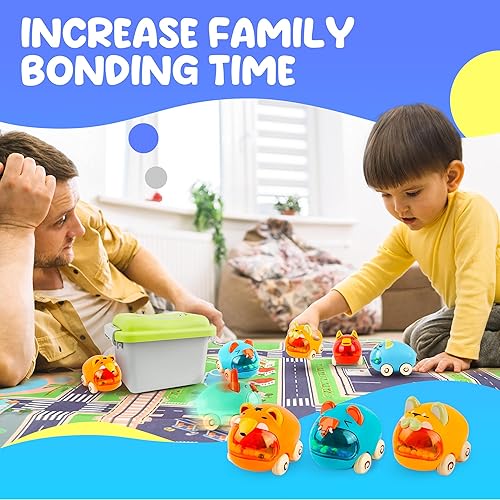 Miniatura 7 de BELLOCHIDDO Camión de juguete para bebé con tapete de juegocaja de almacenamiento, 6 juegos de camión con tapete de juego y caja de almacenamiento