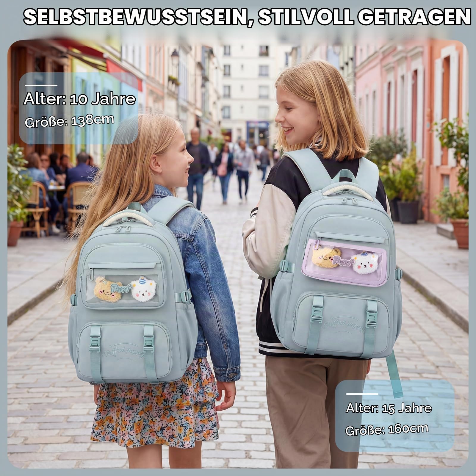 Amythe Schulrucksack Mädchen Teenager 3. - 7. Klasse für Schule Reisen