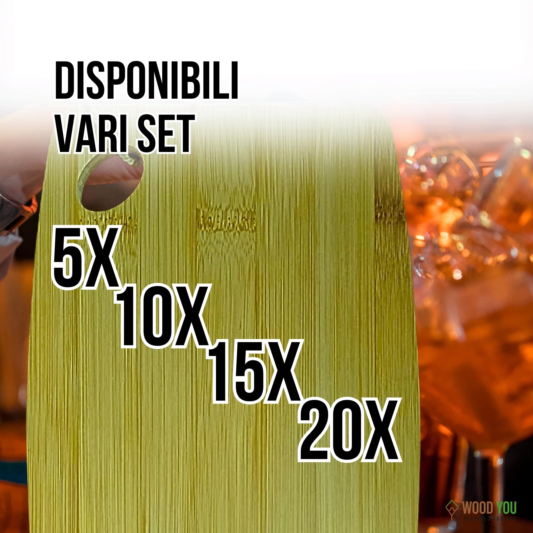 Set Vassoi Bambù, Tagliere Aperitivo, 25x15 cm, 15 Pezzi | Incisione Laser Personalizzabile, Per Bar, Ristoranti, Pub, Idea Regalo Naturale