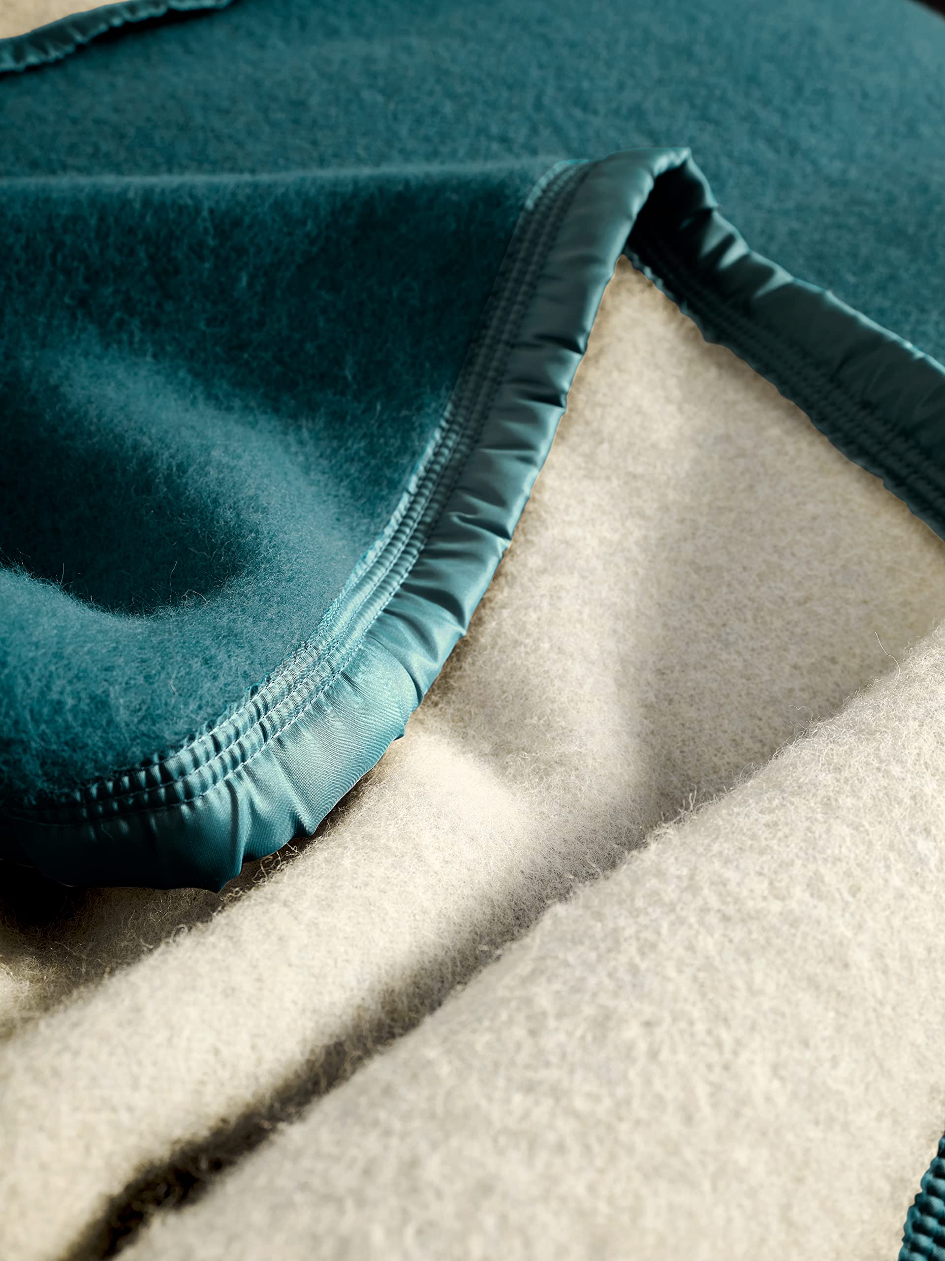 Couverture en Laine Toison d'Or Volta - Bleu Paon, 180x240 cm