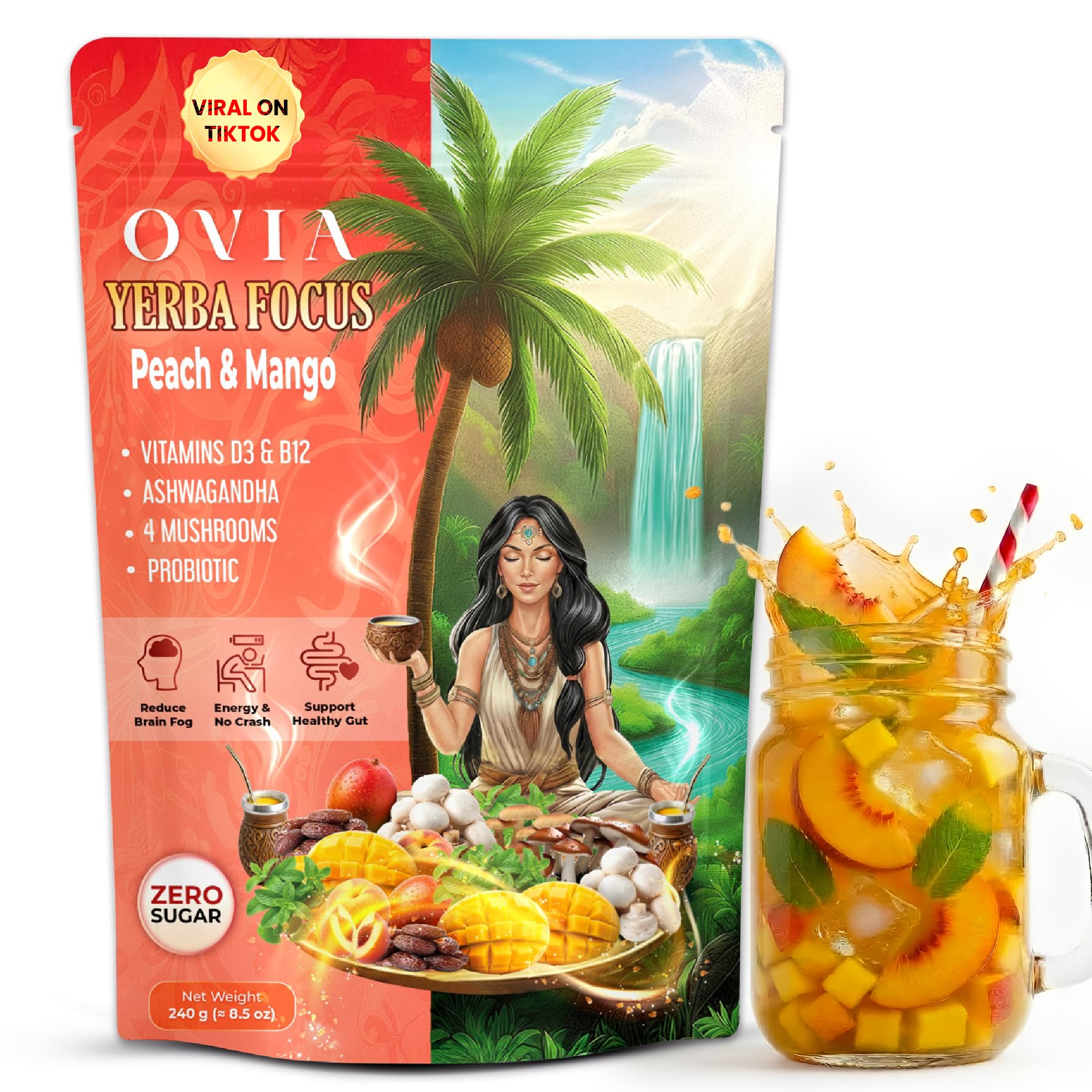 Amazon.com: OVIA Cutting Mix Yerba Mate Tea for Weight Loss with Vitamin D3  & B12 and Lion's Mane  Prebiotics & Probiotics for Clean Energy Focus &  Digestive Support | Zero Sugar -