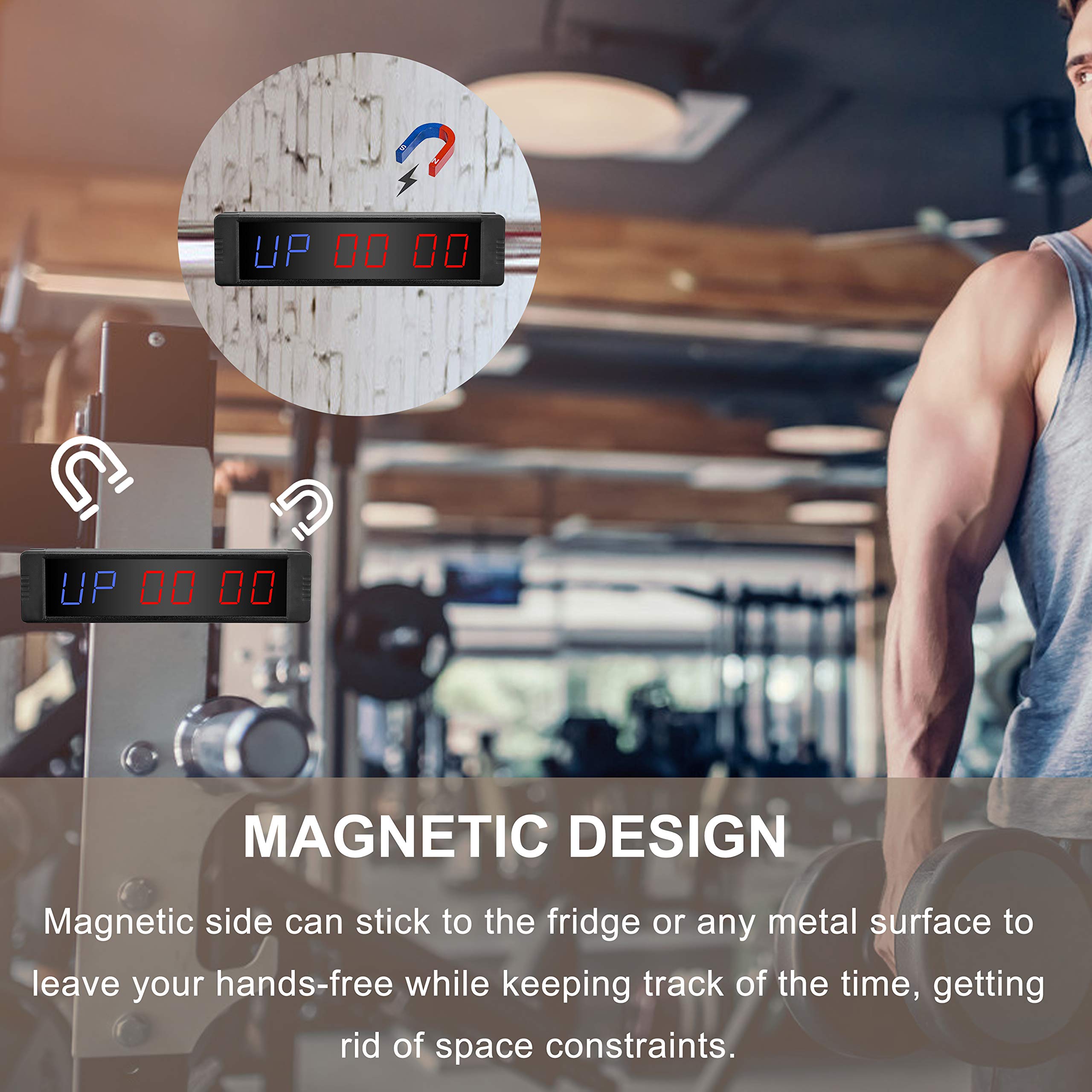 Timer a LED per allenamento e palestra, timer magnetico posteriore programmabile per allenamento fitness con telecomando, conteggio alla rovescia/cronometro per TABATA FGB