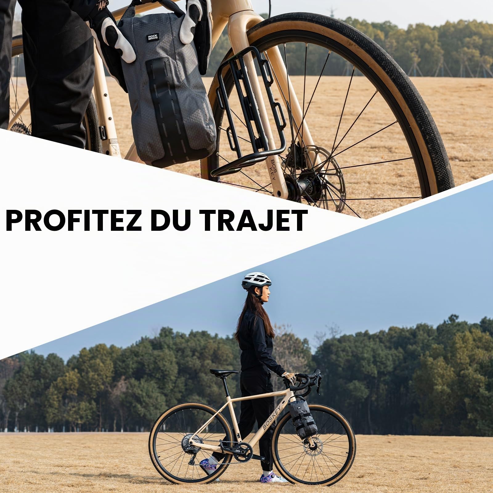 ROCKBROS Porte-Bagages Avant Vélo et Sacoche de Fourche Étanche 2,7L | pour VTT et Vélo de Route