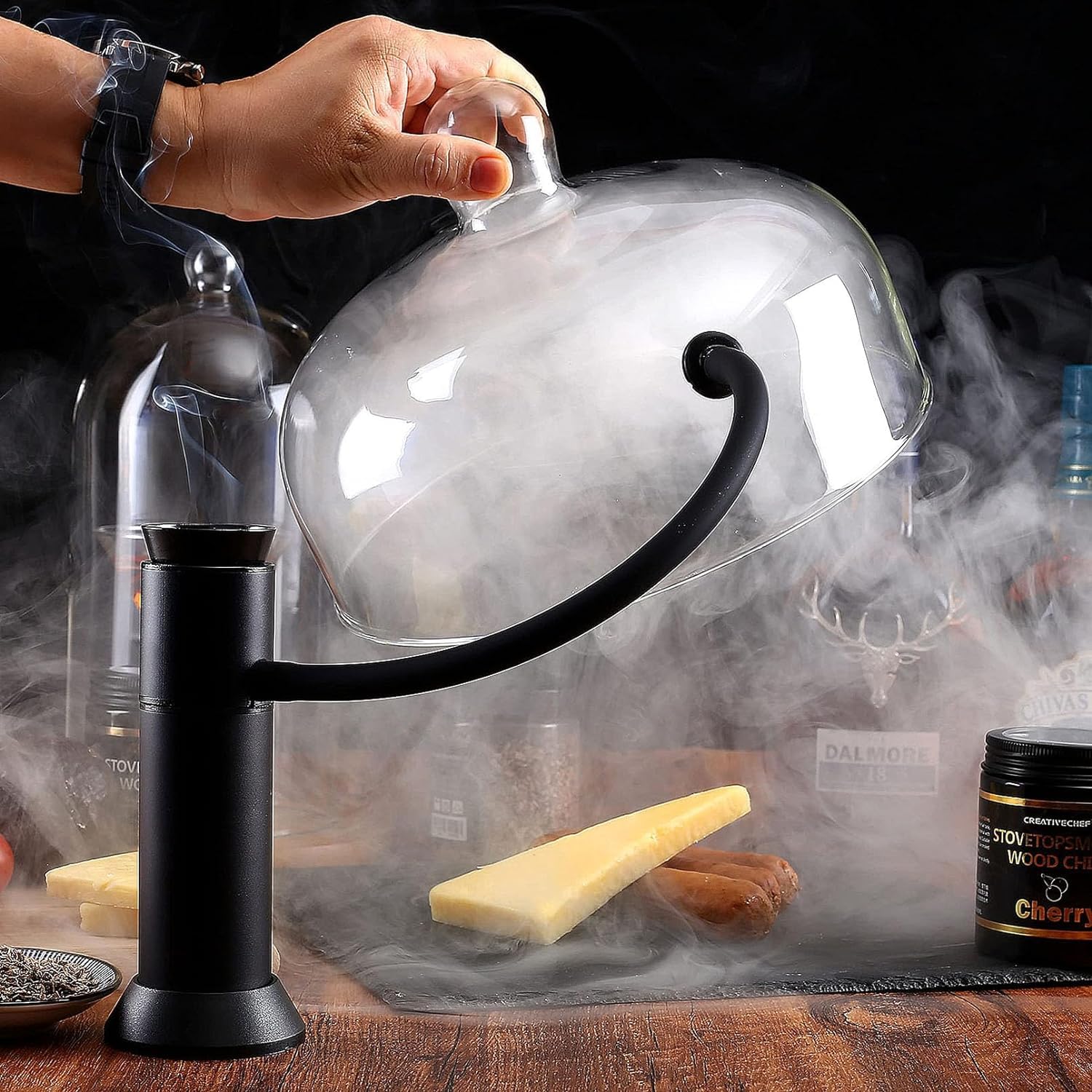 Smoking Gun Cocktail Infusor de Humo para Alimentos que Realza el Sabor de la Carne, Sous Vide, Barbacoa, Bebidas de Cocktail y Queso (Negro)