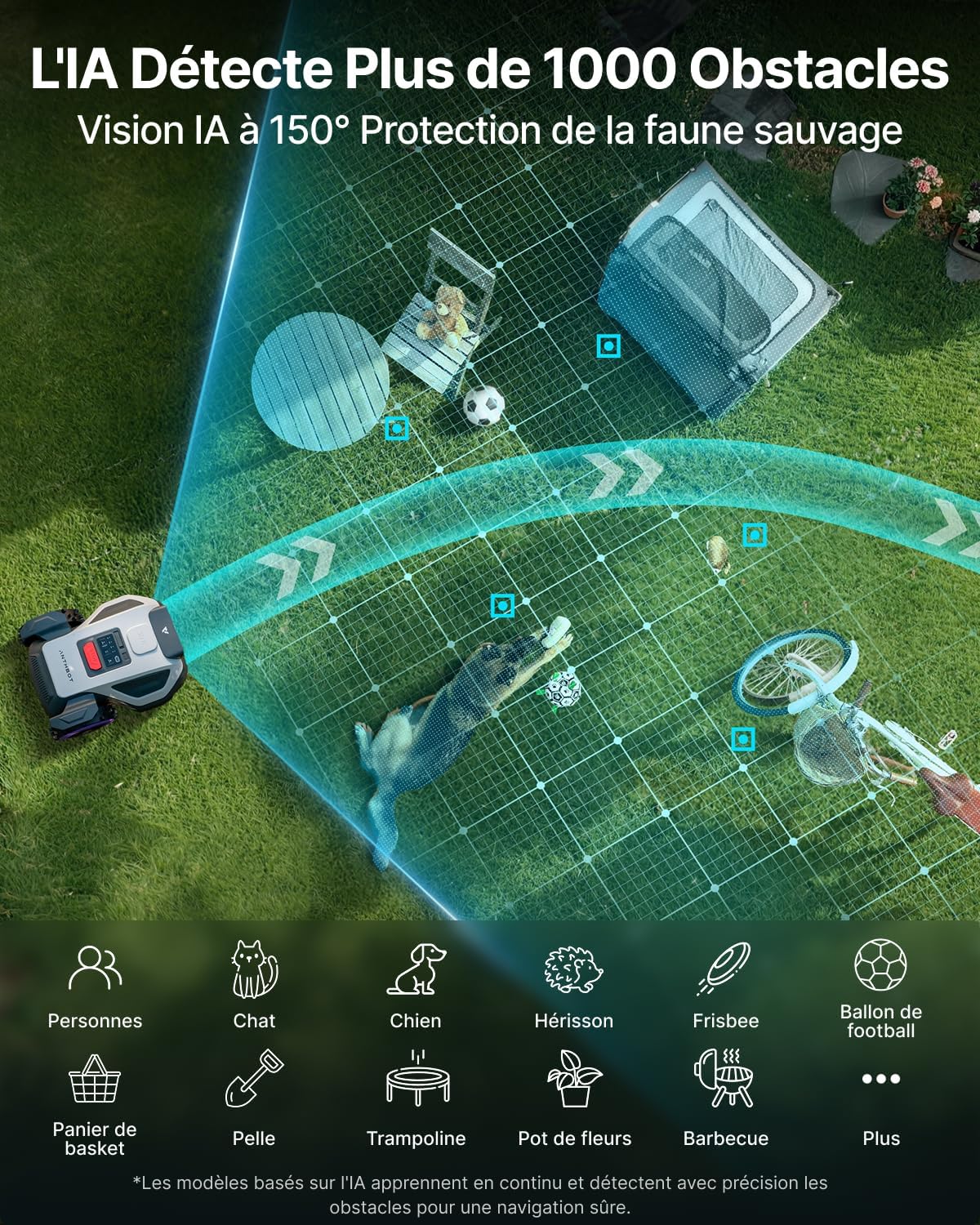 ANTHBOT Robot Tosaerba Wireless, NetRTK, 4G, Doppia Fotocamera e Funzione di Mappatura Automatica Multizona, 1000㎡，M9,5000mAh
