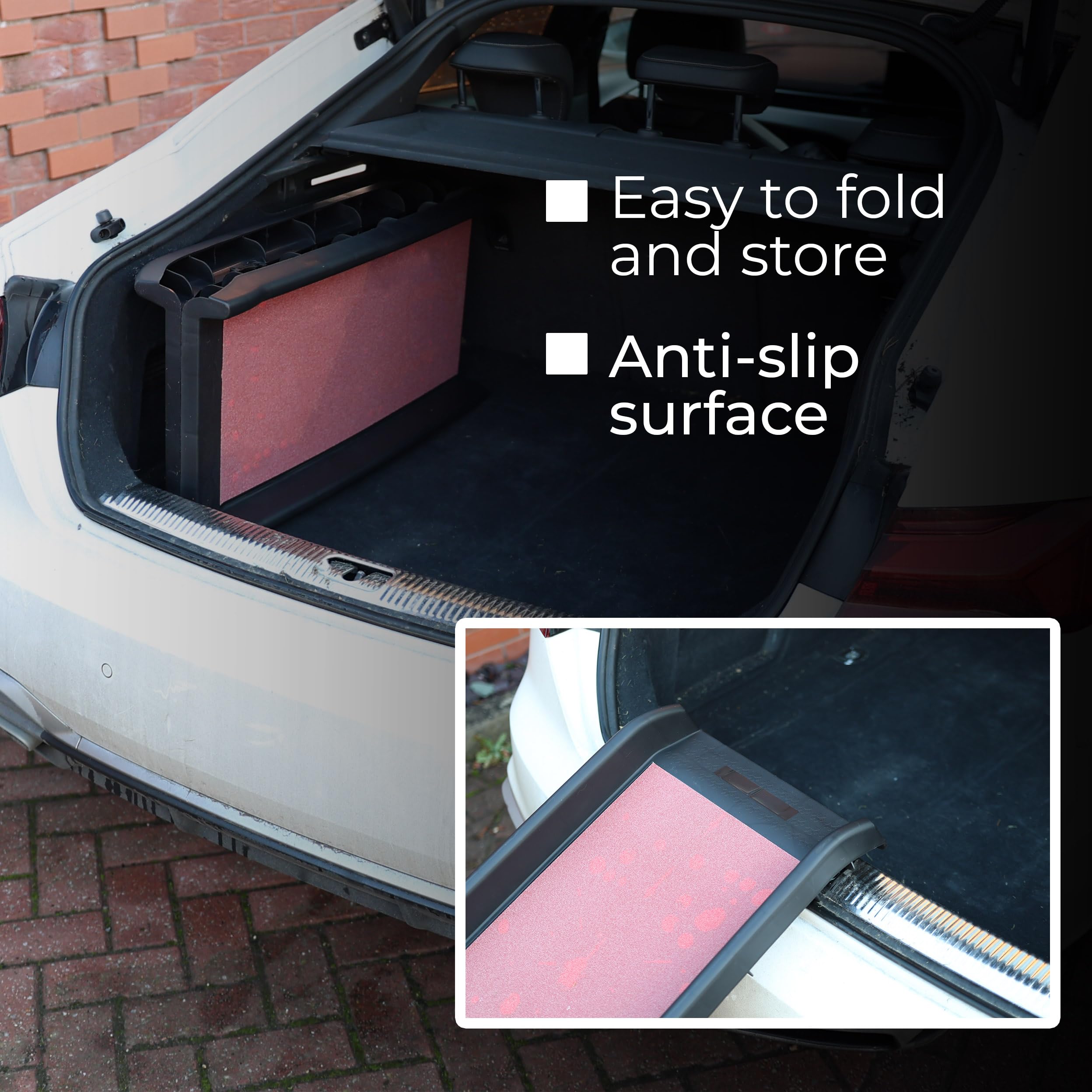 DIVCHI Pet Ramp Anti Slip Dog Ramps Lightweight & Portable Plastic Dog Car Ramps Foldable Pets Ramp (Red) — view 4