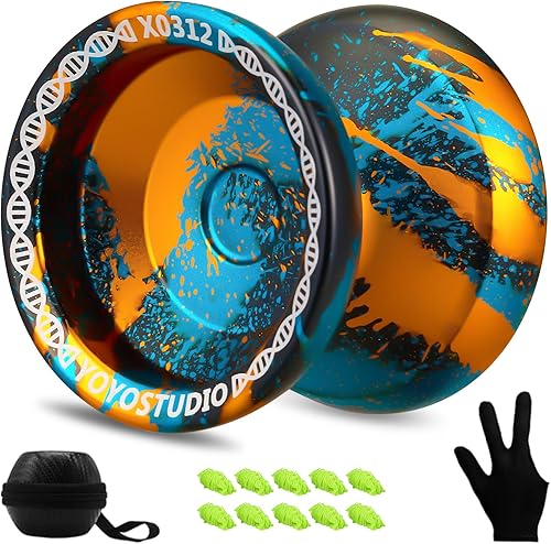 Miniatura 14 de Paquete de 2 Yoyos Sensibles - YOYOSTUDIO X0312 Negro Azul Naranja + P1 Blanco Yoyo Profesional para Niños 8-12 Yoyo No Sensible para Adultos con 2