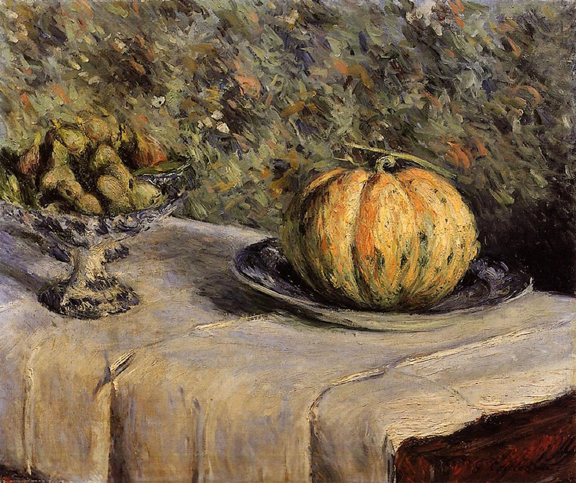 SERENDIPITP Vintage Picture Print on Canvas Wall Art Poster Melon and Bowl of Figs by Gustave Caillebotte Artwork Print Poster for Wall Decor 60x90cm