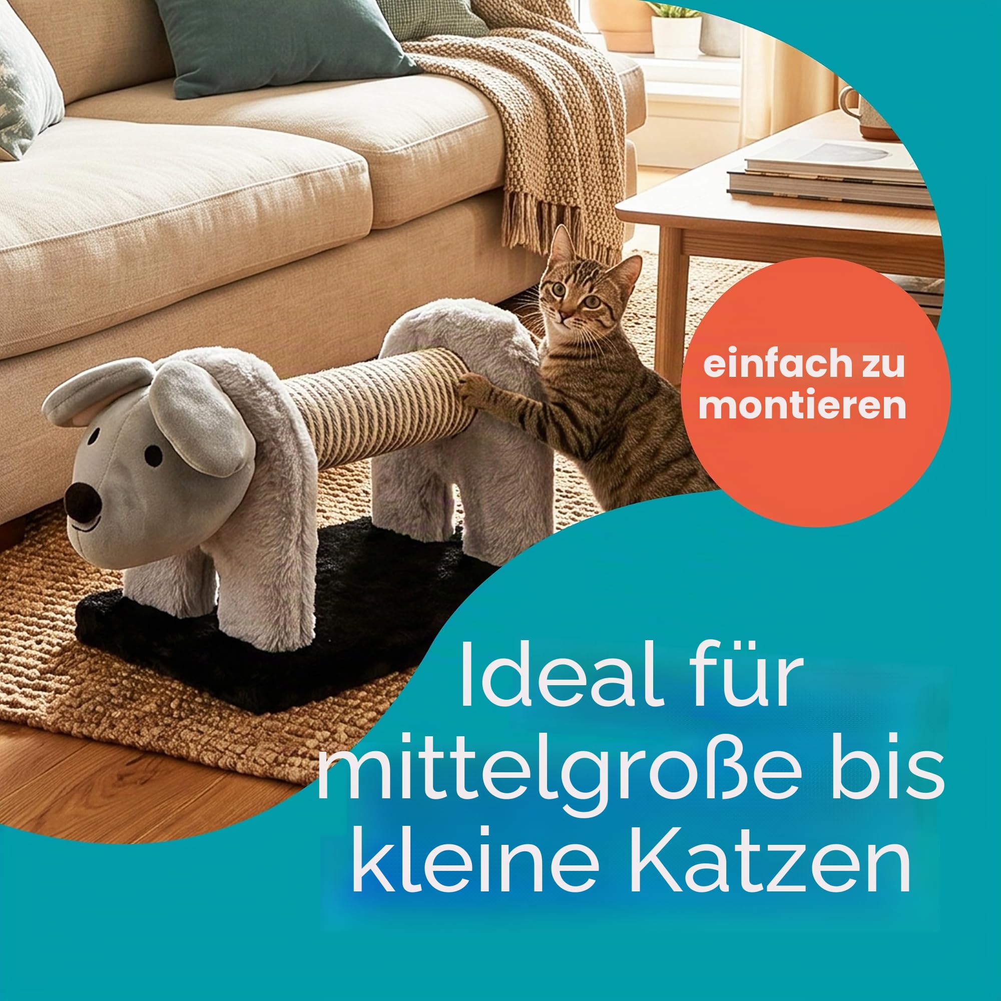 Katzen-Kratzbaum aus Sisal und Plüsch, Micky Maus, widerstandsfähiges Material für Spaß für Ihre Katze, Maße: 56 x 18 x 18 cm