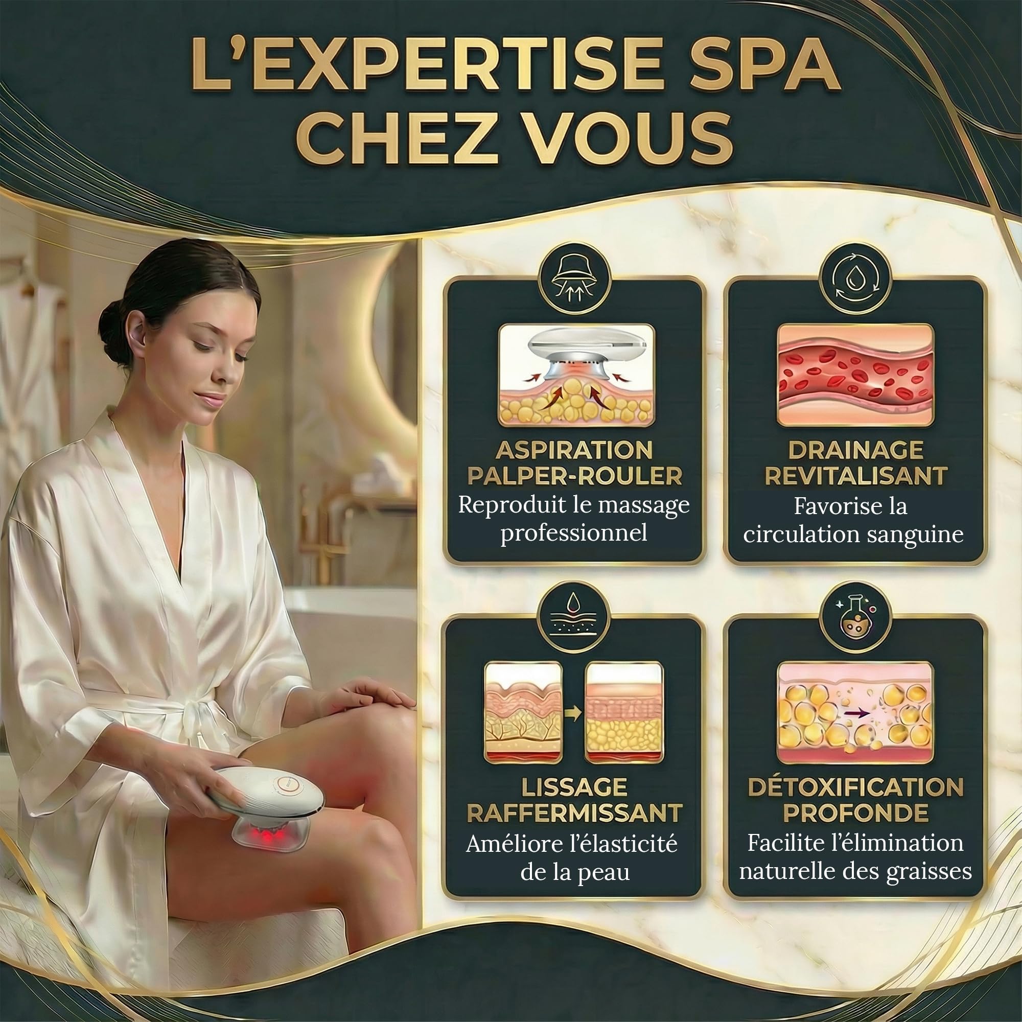 Masseur Sculptant Anti-Cellulite à Ventouse Électrique Corps & Visage 3 en 1 Mantrasage | Palper-Rouler, Lifting EMS & Thérapie Lumière Rouge | Drainage & Raffermissement Cuisses, Ventre, Bras, Fesses