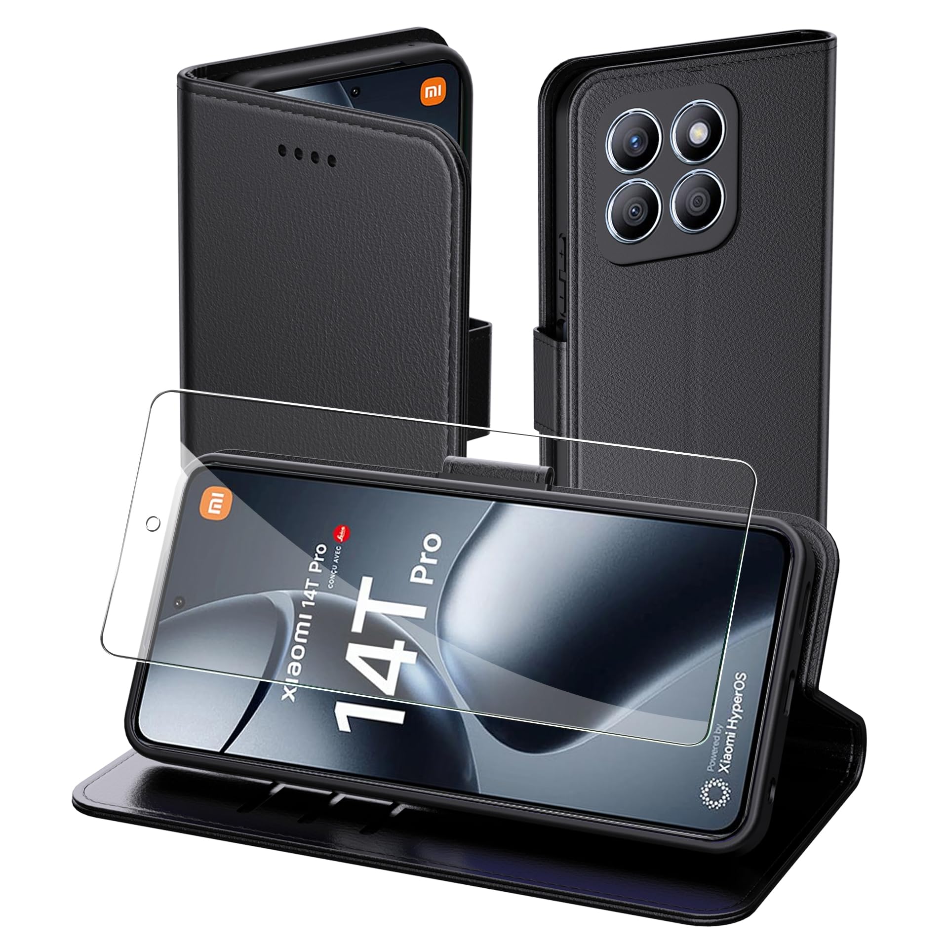 Handyhülle Mit Klappe Für Xiaomi 14T Pro, Bizon Case Pocket, Braun - Foto 10